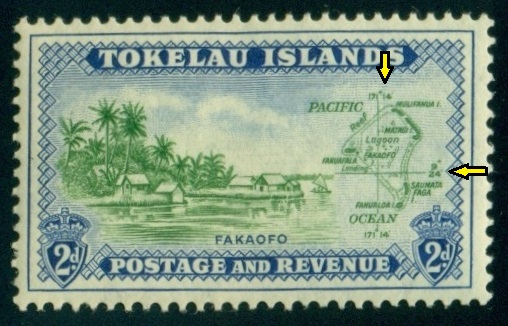 TOKELAU. ostrov Fakaofo. chybné souřadnice