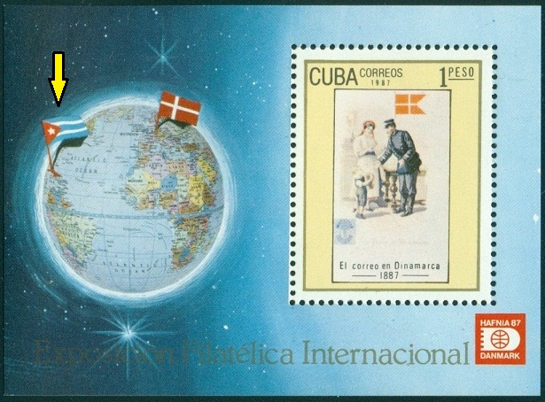 KUBA. chybně zobrazená vlajka. pruhy musí být stejně široké
