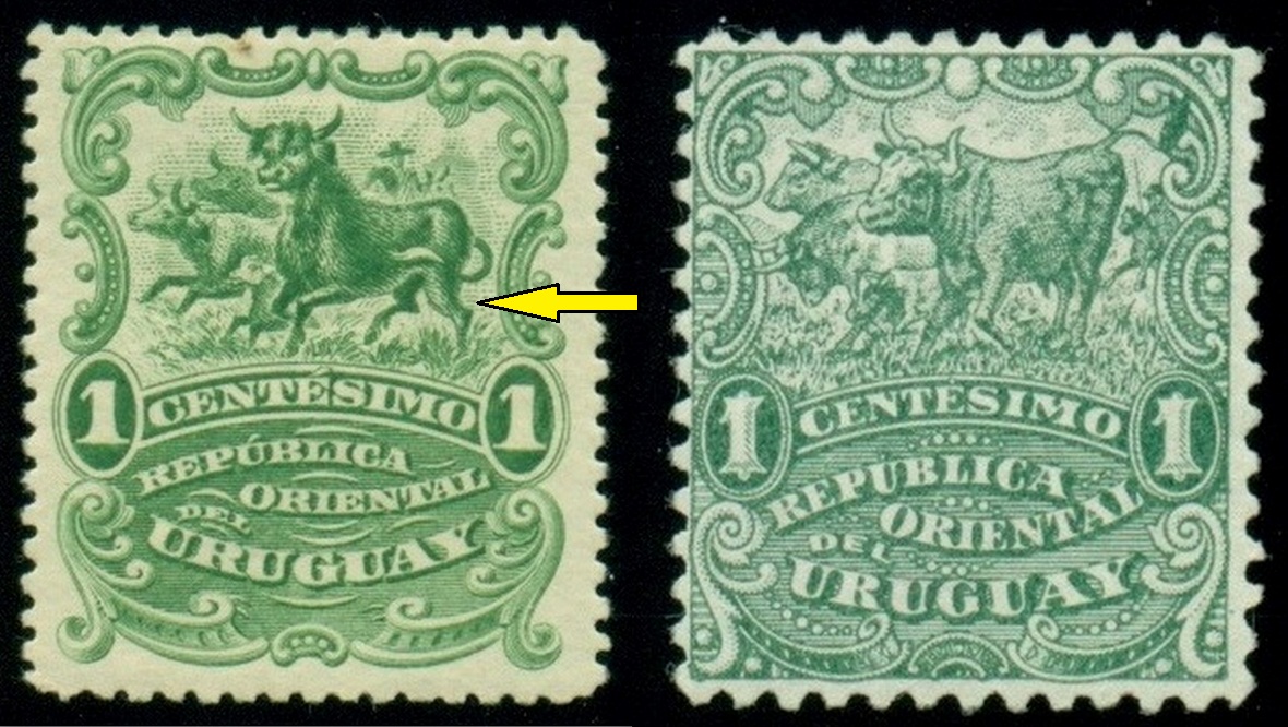 URUGUAY. kráva vlevo má nohy jako kůň
