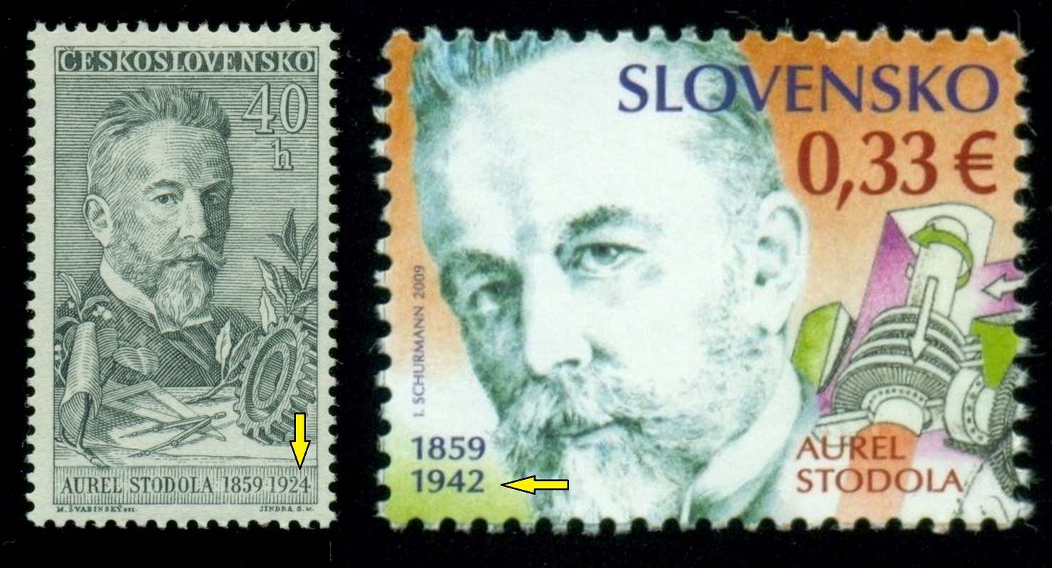 ČESKOSLOVENSKO. chybné datum úmrtí. Aurel Stodola zemřel až roku 1942