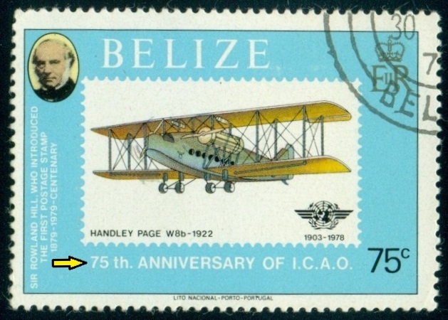 BELIZE. chybné 75. výročí. v roce 1978 bylo jen 34. výročí ICAO.
