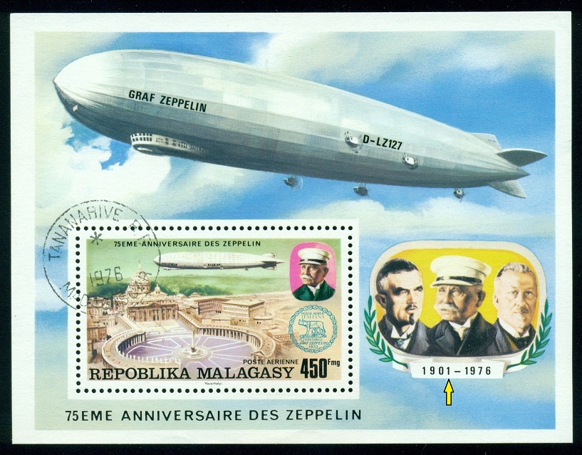 MADAGASKAR. chybné datum. první Zeppelin letěl již roku 1900