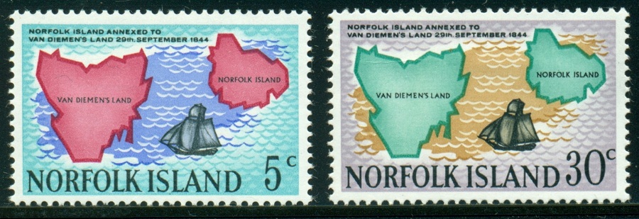 NORFOLK. značná disproporce mezi velikostí ostrovů