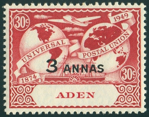 ADEN. rok 1949. původně chybně  v měně, která ještě neexistovala  - 30c