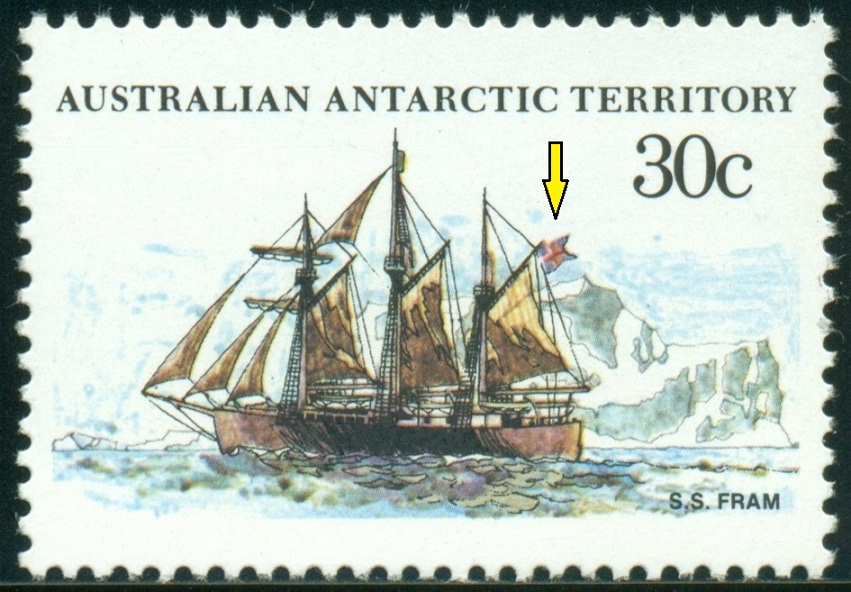 AUSTRÁLIE - AAT. chybně islandská vlajka místo norské