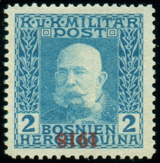BOSNA A HERZEGOVINA. obrácený přetisk