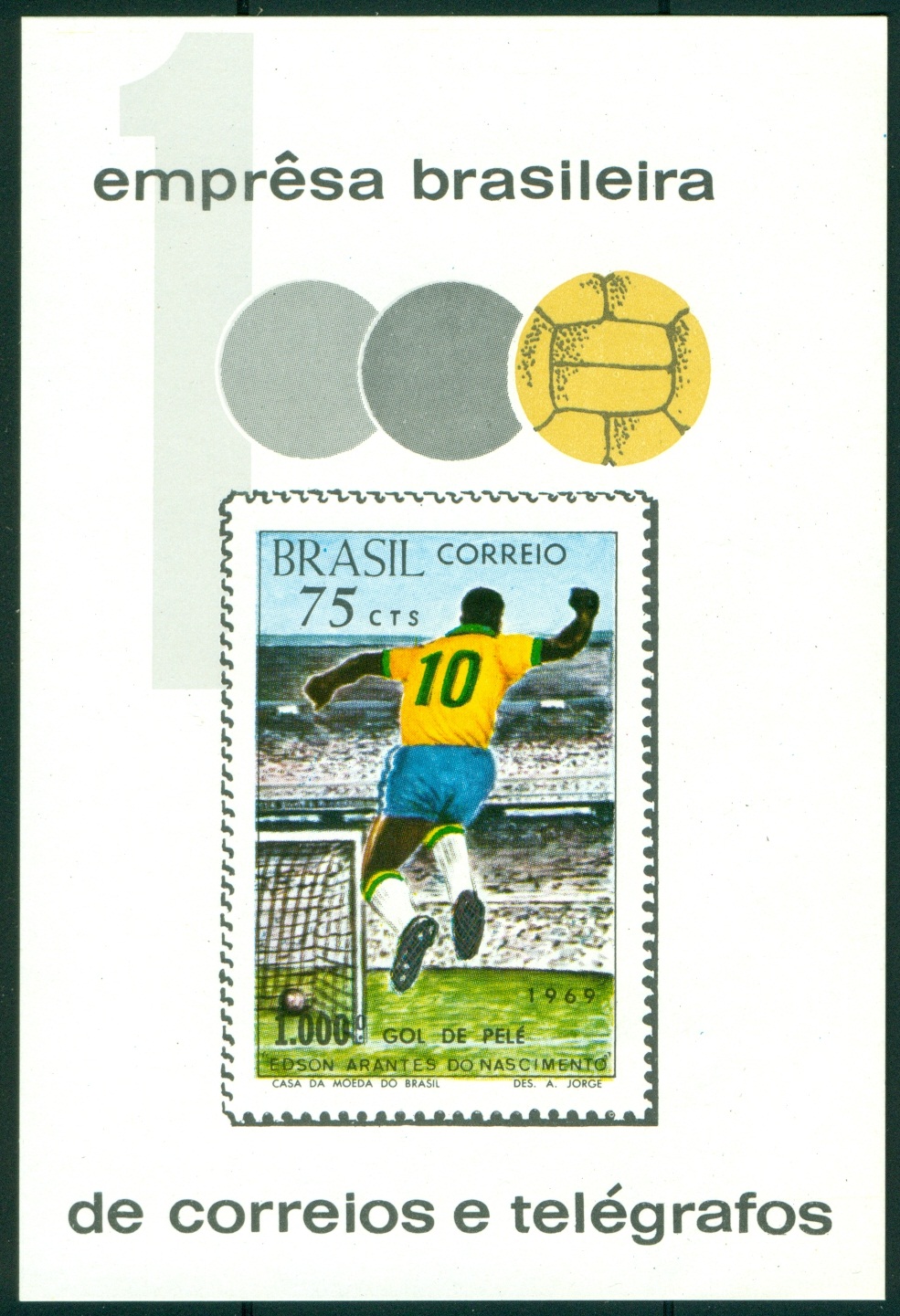 BRAZÍLIE. Pelé střelil svůj 1000. gól v ligovém zápase a neměl tedy národní dres.