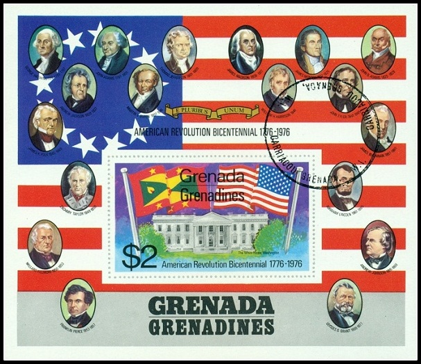 GRENADA GRENADINES. dvojí vítr. vlajky vlají na opačné strany