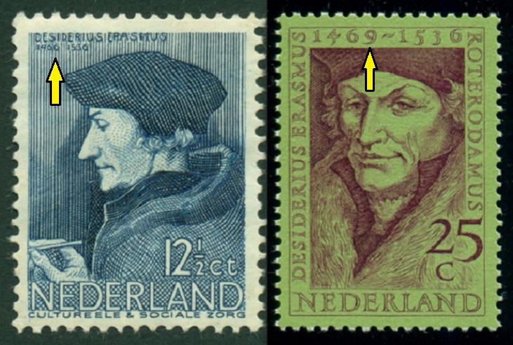 NIZOZEMÍ. Desiderius Erasmus Rotterdamský - různé roky narození