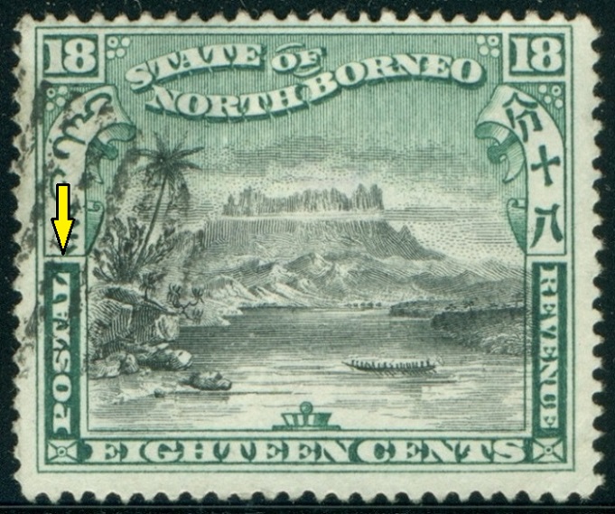 SEVERNÍ BORNEO. chybně 'POSTAL' mělo být 'POSTAGE'
