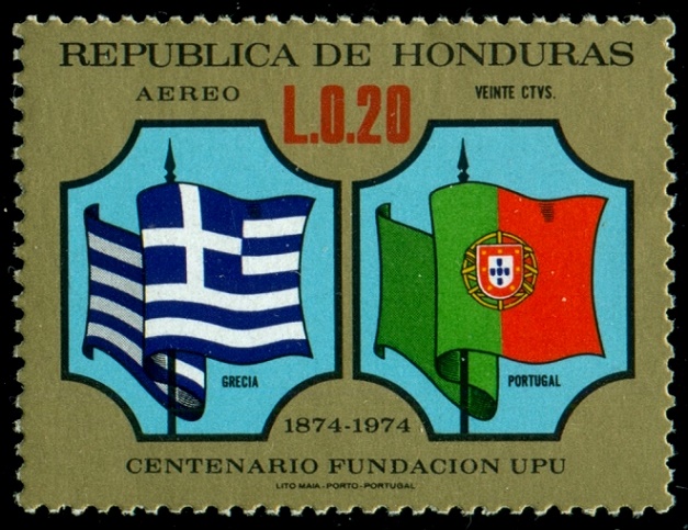 HONDURAS. chybně vlajky Řecka i Portugalska - kříž  i znak musí být vlevo