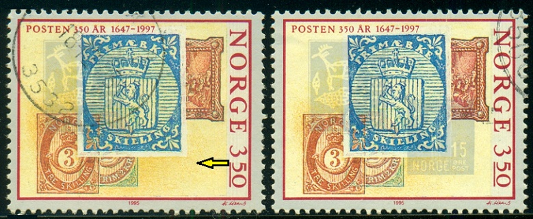 NORSKO. na známce vlevo chybí omylem jedna známka