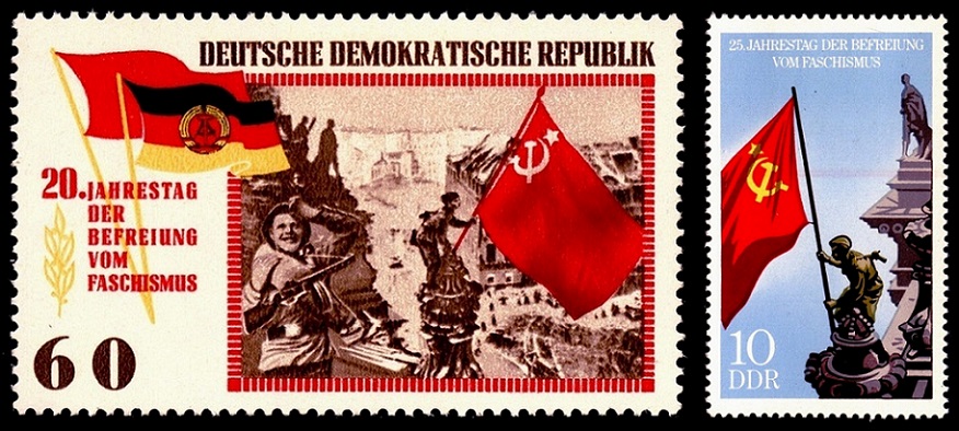 NDR. osvobození od fašizmu. vlevo je obrácený obraz a vpravo správný
