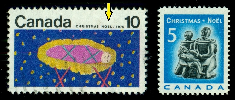 KANADA. pravopisná chyba 'NOEL'. správně je na známce vpravo 'NOËL' (11)