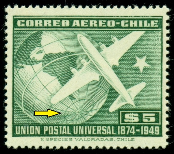 CHILE. na známce chybí Antarktida (1)