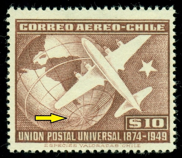 CHILE. na známce chybí Antarktida (2)