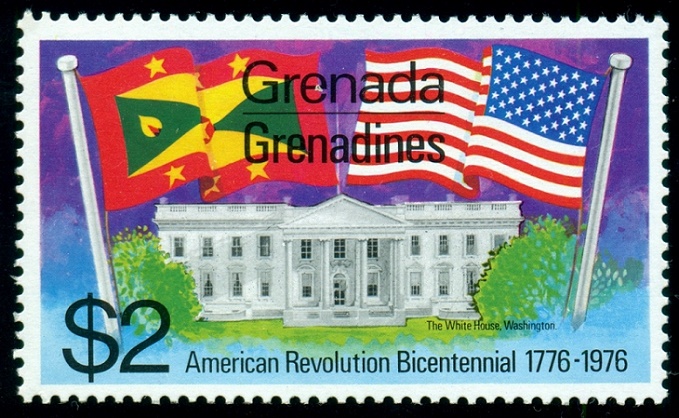 GRENADA GRENADINES. vlajky vlají různým směrem