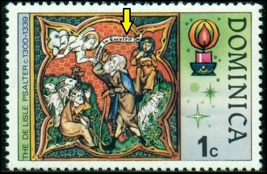 DOMINICA. chybný pravopis. správně je EXCELSIS. na známce je EXCELRIS