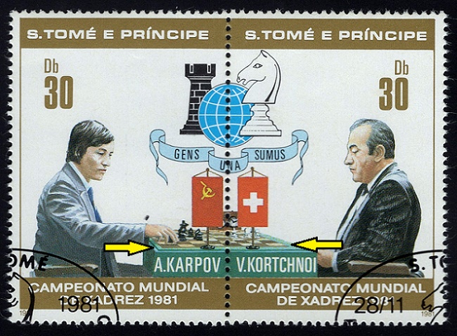 SVATÝ TOMÁŠ A PRINCŮV OSTROV. špatně postavená šachovnice. v levém rohu musí začínat černým polem