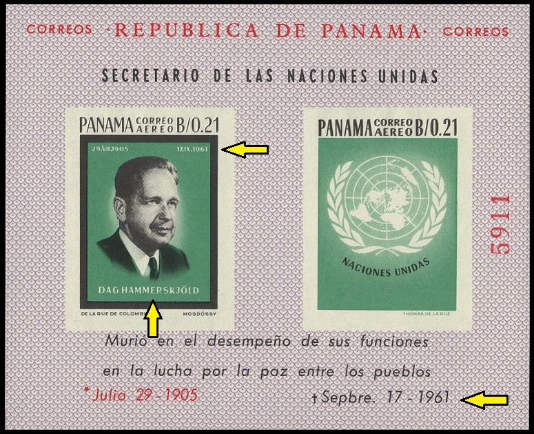 PANAMA. chybné jméno a dvakrát chybné datum úmrtí