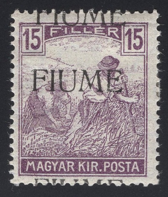 FIUME. omylem dvojitý přetisk - z toho jeden silně posunutý