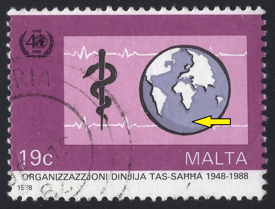 MALTA. na mapě chybí Antarktida (2)