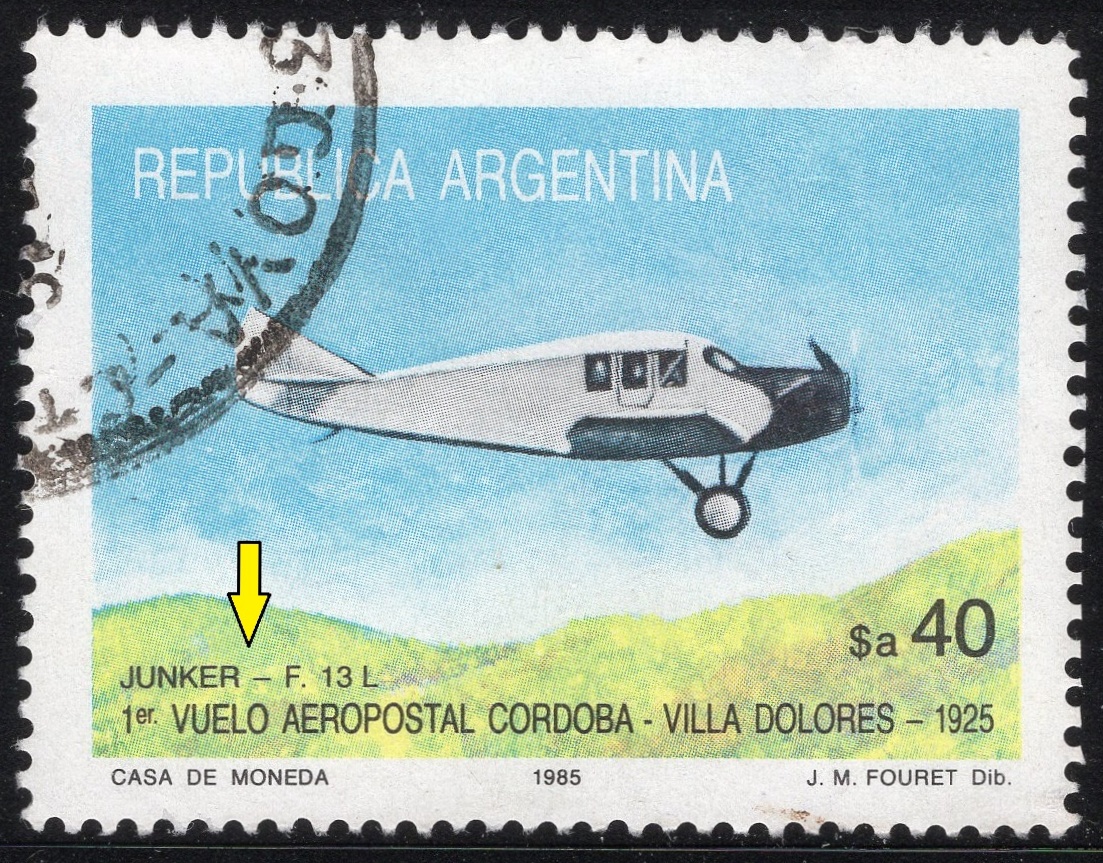 ARGENTINA. chybný název letadla - mělo být Junkers