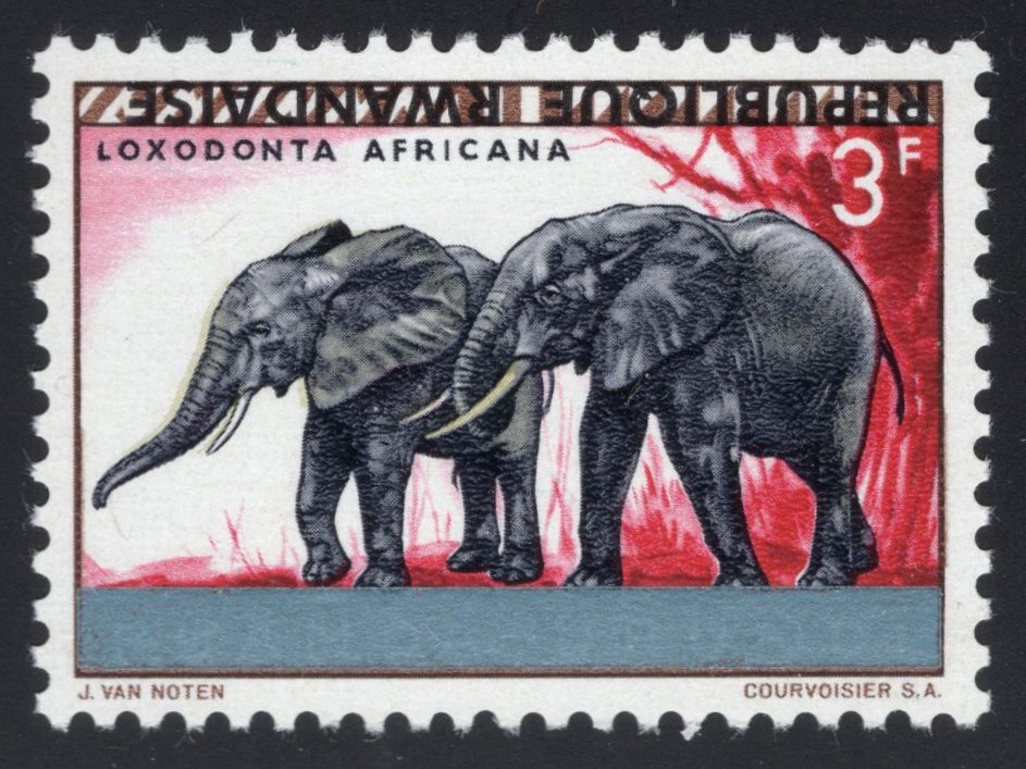 RWANDA. převrácený nový název státu. podtisk je správně