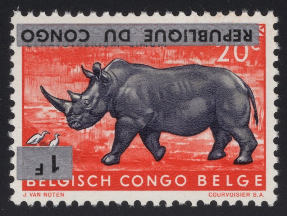 KONGO-LEOPOLDVILLE. přetisk nového názvu státu je omylem převrácený (1F)