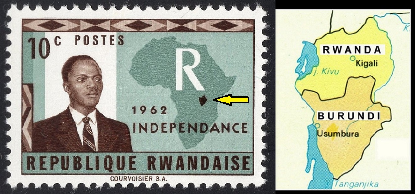 RWANDA. vyhlášení nezávislosti a hned chybně mapa Burundi místo Rwandy (1)