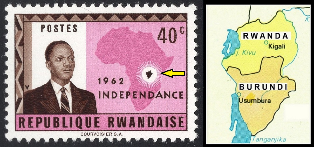 RWANDA. vyhlášení nezávislosti a hned chybně mapa Burundi místo Rwandy (2)