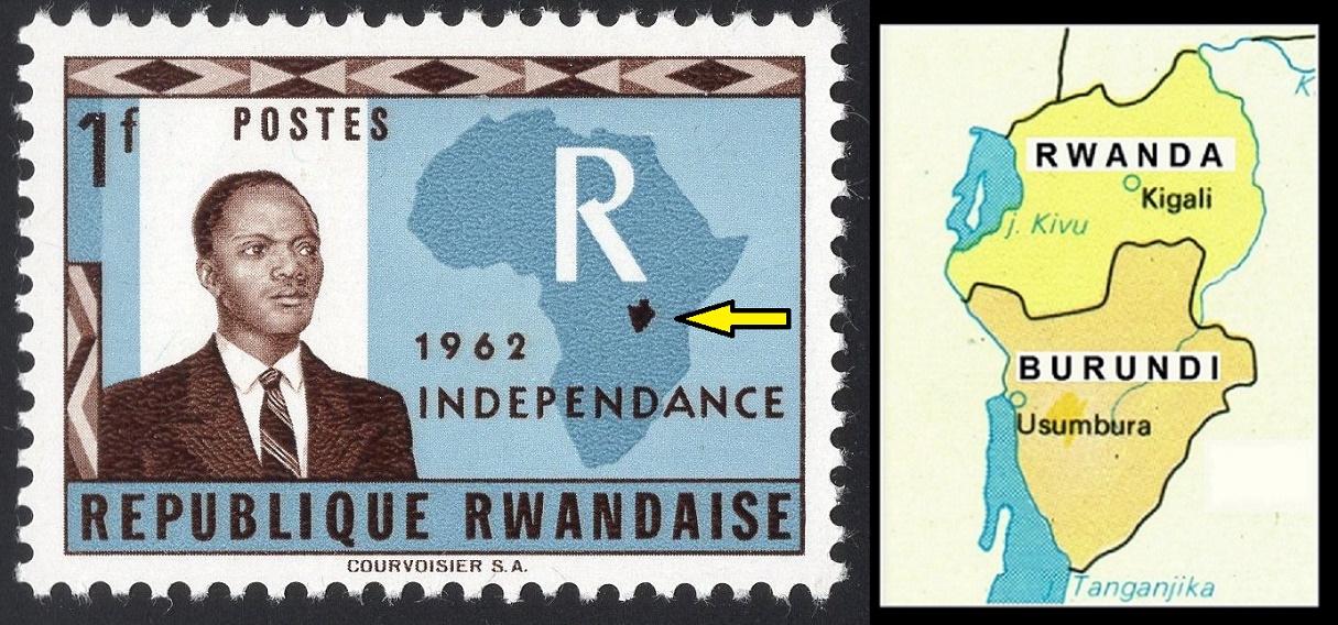 RWANDA. vyhlášení nezávislosti a hned chybně mapa Burundi místo Rwandy (3)