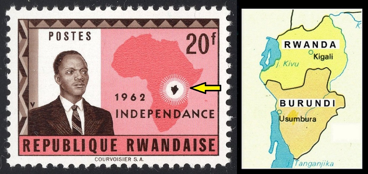 RWANDA. vyhlášení nezávislosti a hned chybně mapa Burundi místo Rwandy (8)