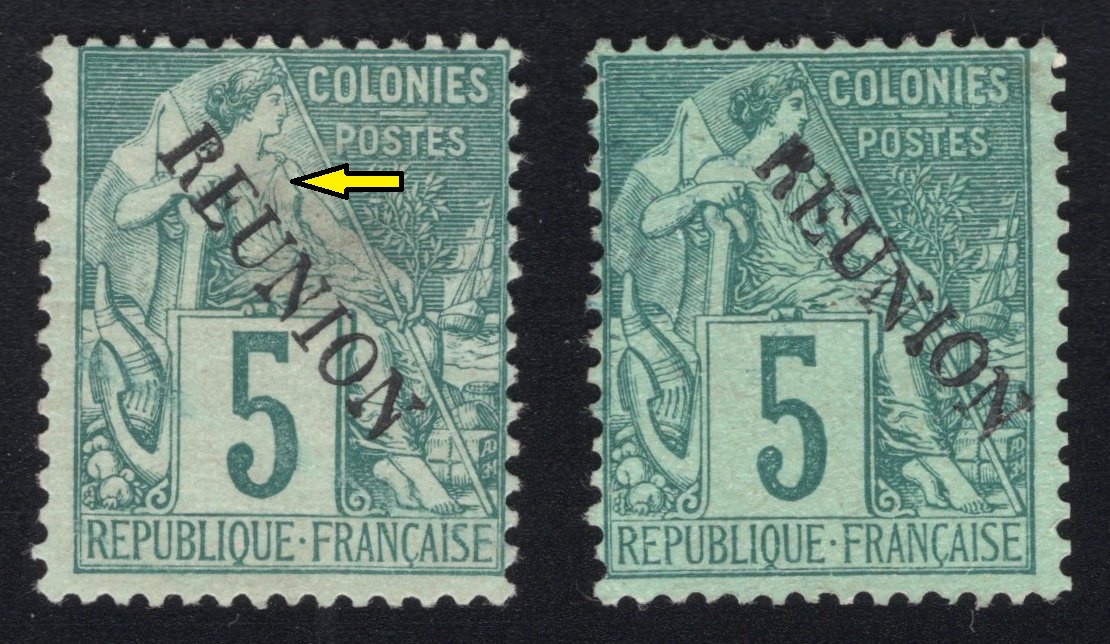 RÉUNION. na známce vlevo chybí akcent