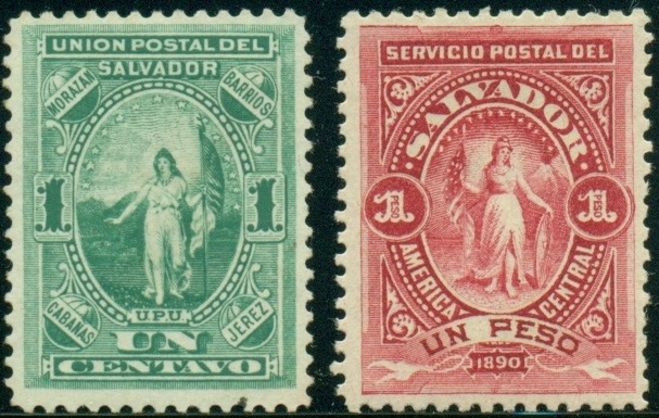 SALVADOR. chybný nápis vlevo 'UNION POSTAL DEL SALVADOR' byl opraven na 'SERVICIO POSTAL DEL SALVADOR'
