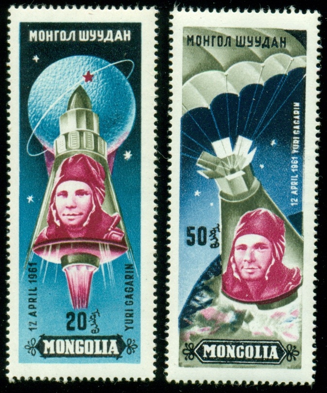 MONGOLSKO. chybné zobrazení. Jurij Gagarin v americké kabině Mercury