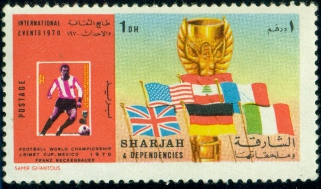 SHARJAH. MS 1970 se nezúčastnili z USA,  Libanonu a Francie. místo Velké Británie má být vlajka Anglie.