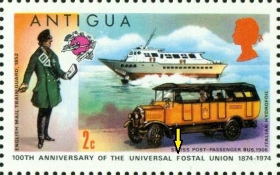 ANTIGUA. chybně napsáno 'FOSTAL'  místo 'POSTAL'