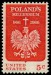 USA. v době vydání této známky se v Polsku používal znak bez korunky